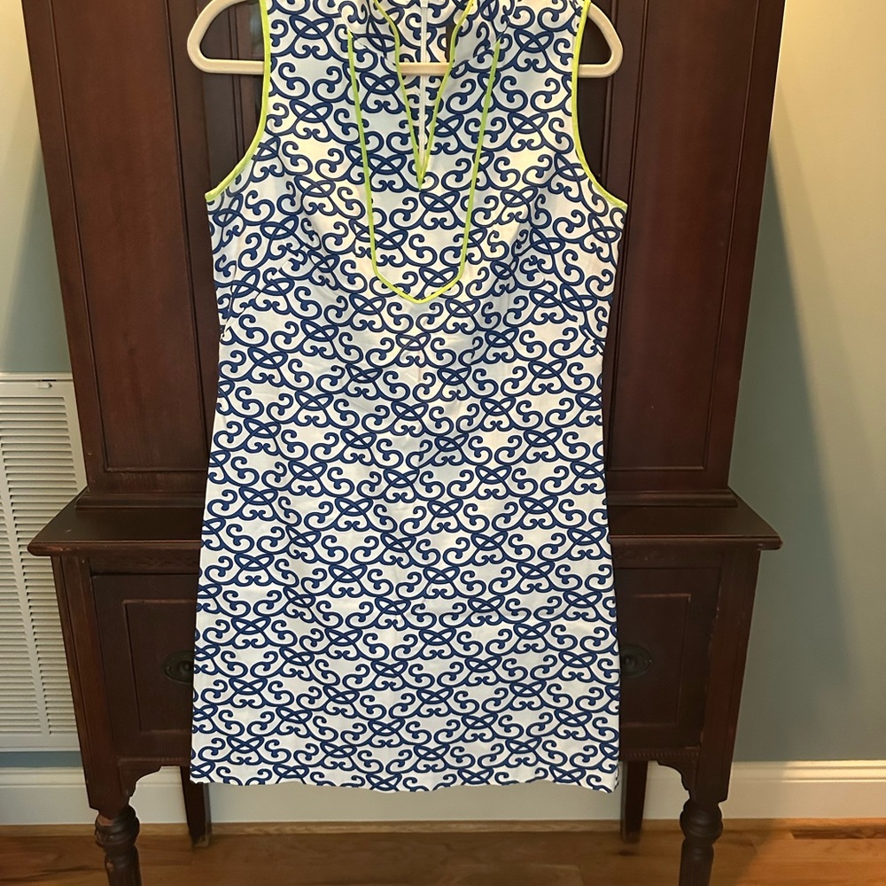 Vince Camuto Blue and White Sheath Mini Dress